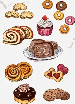 手绘甜品高清素材 手绘 甜品 美食 食物 免抠png 设计图片 免费下载