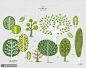 手绘树木飘落树叶白色树干森林插画PSD植物花卉素材下载-优图网-UPPSD