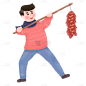 春节手绘卡通插画-鞭炮