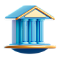 互联网加密货币主题3D图标 PNG免抠图 Icons_BlueGreenGold_BuildingLegal