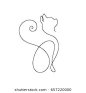 One line cat design silhouette.hand drawn minimalism style vector illustration