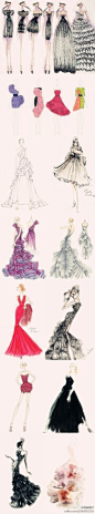 『那些大师们的手绘婚纱礼服服装设计图』@怪兽M