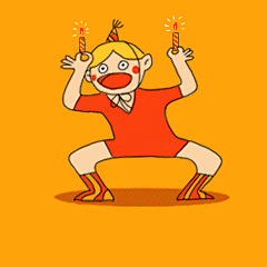 卡通跳舞庆祝周年庆生日快乐祝福动态表情包_设计页－稿定设计