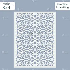 激光切割婚礼请柬模板。剪出带花边图案的纸卡。贺卡模板切割绘图仪。向量。