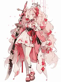 ai动漫服饰展示，粉色系剑士7p_1_冰色_来自小红书网页版