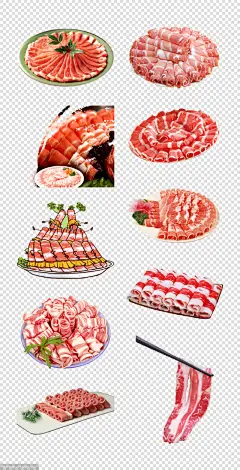 源文件-羊肉卷 肉类 主食 蔬菜 拼盘 插画 PNG免扣设计素材