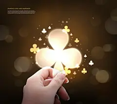 白色手套玲珑夜灯紫色光晕ppt背景明信片爱心关怀橱窗平面海报PSD