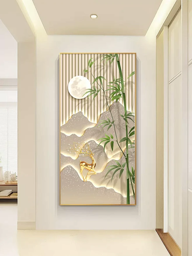 玄关装饰画现代轻奢走廊过道挂画奶油风寓意好客厅入户门竖版壁画-tmall.com天猫-花瓣网