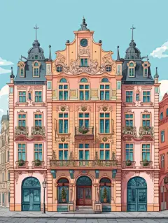 对称之美|欧洲建筑手绘插画 - 小红书