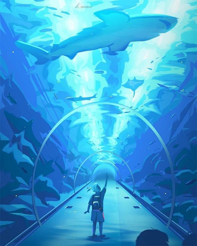 9 张蓝绿色调海洋插画！