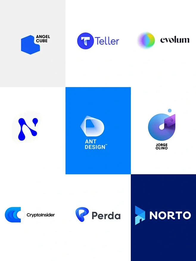 现代简约蓝色系几何logo设计｜灵感分享...