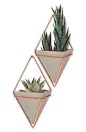 Update any space with a chic pyramidal wall vessel featuring coppery hardware that can house plants, office items or other knick knacks.: 