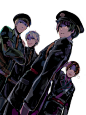 Tags: Anime, Black Akazome, Axis Powers: Hetalia, Prussia, Japan, Germany, North Italy, Pixiv, Fanart From Pixiv, Fanart, PNG Conversion, Axis Power Countries