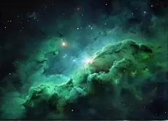 点击来源直接获取大图文件 |绿色空间星系云星云和繁星之夜宇宙在科学天文学背景壁纸来自生成式人工智能