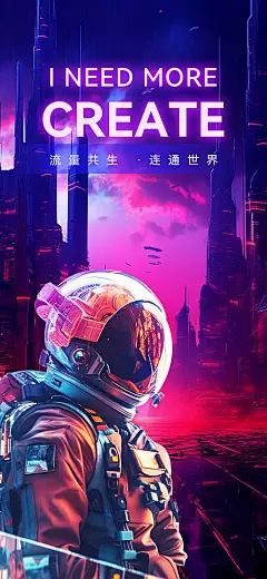 赛博朋克风区块链宇宙风宣传海报-源文件分享-ywjfx.cn
