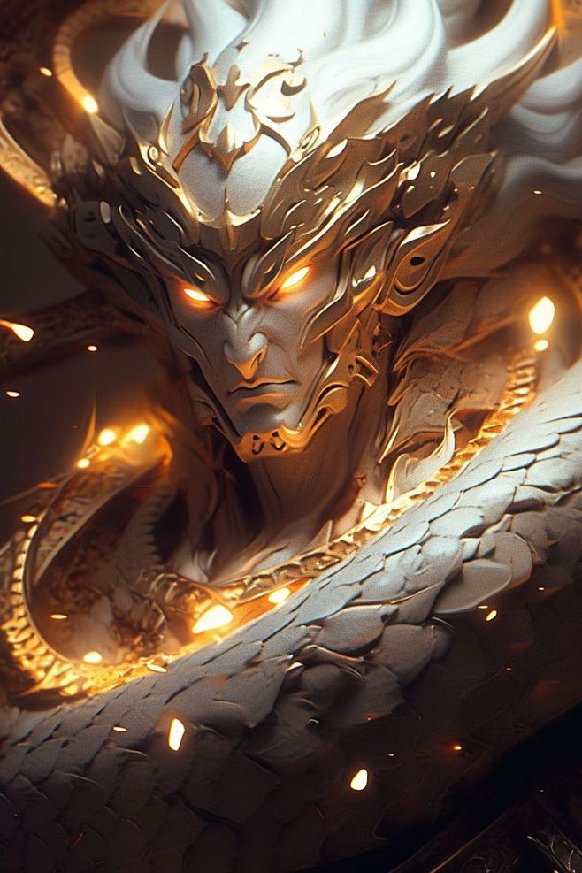 a white and gold dra...