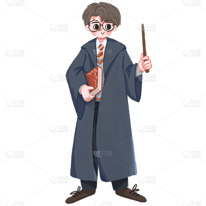 手绘-卡通魔法元素人物插画贴纸1
