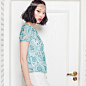 LUCIE LUO高端独立设计师品牌水绿色真丝绣花绒拼接蕾丝连衣裙 原创 新款 2013