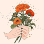 握着花的手，很是唯美。

作者：mochipanko  #焕新吧生活# ​​​​