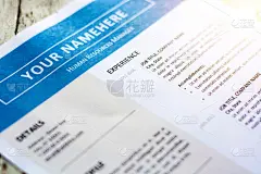 简历,模板,蓝色,化妆舞会服,白皮书,技能,运动模糊,标题,艺术标题,对焦