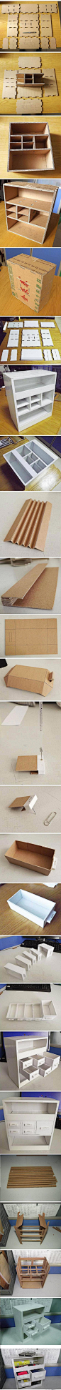 纸箱竟然改造成这么精致的柜子 #废物利用#