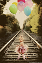 Just when I think to myself - all these photos on rail road tracks are so cheesy - then I see this. Imagine a baby boy, love the balloons - so cute. Then, the very next pic on Pinterest was a senior year/letter jacket pic on RR tracks. Oh the possibilitie