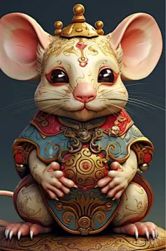 AI数字艺术精美花纹鼠年动物纹样插画