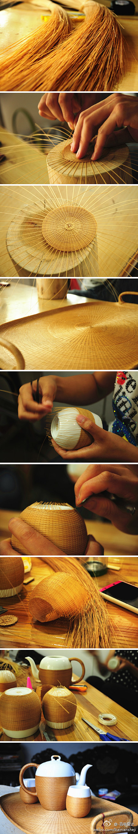 传统手工艺瓷胎竹编茶具的张德明老师，并在...