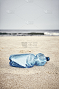 空的,塑胶,瓶子,海滩,波兰,环境,垃圾,天空