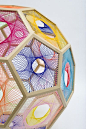 (detail) Nike Savvas:  Sliding Ladder: 'Truncated Icosahedron' (i·co·sa·he·dron  (-ks-hdrn, -ks-)  n. pl. i·co·sa·he·drons or i·co·sa·he·dra (-dr)  A polyhedron having 20 faces.) Wood and wool.