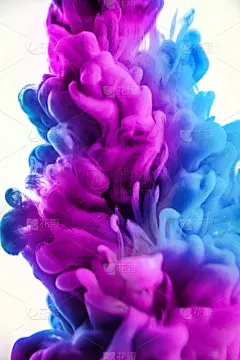 丙烯酸颜料和油墨在水中。抽象的背景帧。孤立在白色