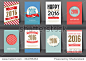 Set of  Happy New Year brochures in vintage style .Vector eps10