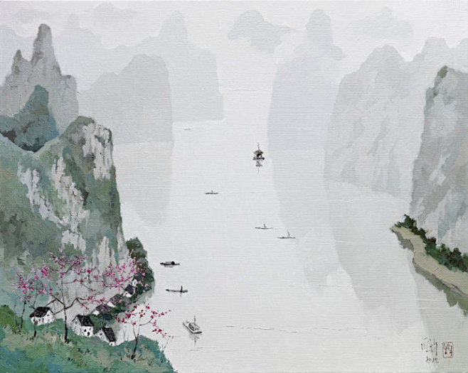 油画中国风山水