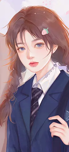 画师一白  二次元少女  
动漫壁纸  双麻花辫  学生