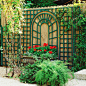 Trellis Design Ideas: Wall-Mount Trellises : Wall-mount trellises are a simple and cost-effective way to add style to your outdoor decor. Find ideas here about which designs, materials, and styles will work best for your outdoor living areas.