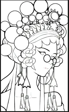 国潮插画 线稿 画师：田菜