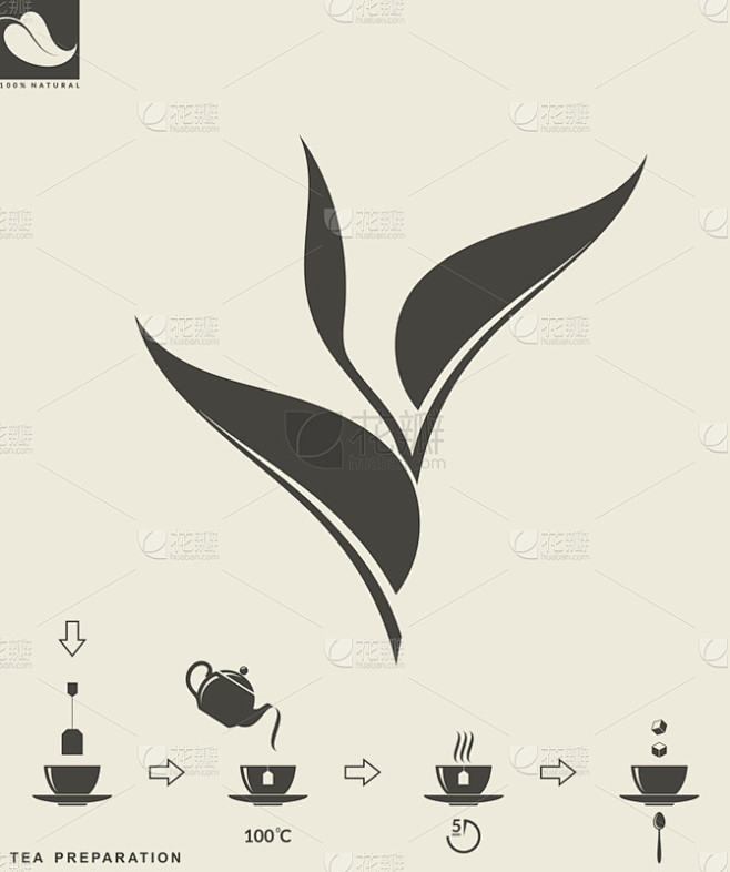 茶树,叶子,茶包,茶,符号,热饮,图标集...