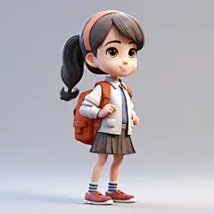读书开学季卡通学生人物模型