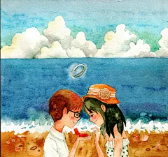 唱歌的咖啡磨  的插画 那年夏天海南的海