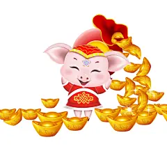 黄金万两 中国风 可爱小猪  2019年吉祥物卡通造型 ZN000015