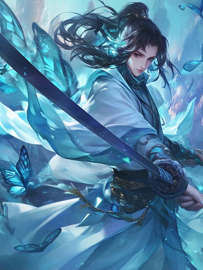 禁止采集二转 仙侠古风单人男 | Ai绘画 @叙叙叙叙白-花瓣网