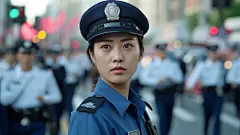 (3/4) 一个穿着制服的女人女性站在一群警察中间，像梦中的柔和场景一样，尼康S2，工笔画，电影照明，RTX on，cranberrycore，吸引人的细节(AI绘图来自WeDraw.art)