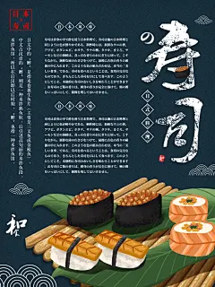餐饮美食日韩寿司料理促销宣传活动海报