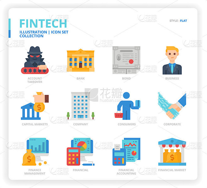 Fintech icon set
