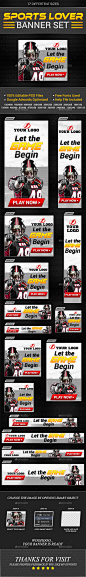 Sports Lover Banner Set - Banners & Ads Web Elements
