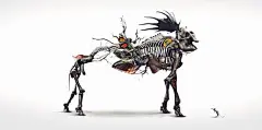 骨骼骨头枯叶创意拼图插画设计-法国巴黎Dehn Sora顶级创意插画师作品---酷图编号1031593