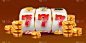 金老虎机中头奖了。777大赢家概念。赌场大奖。
