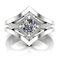 Engagement Ring, Round Half Carat Diamond Unisex Art Deco Design@北坤人素材