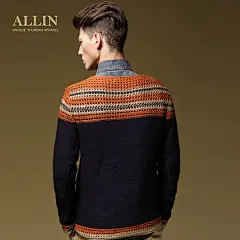 ALL IN2013秋装男装针织衫 韩版修身镂空男士圆领毛衣MY105 原创 设计 新款 正品 代购  广东