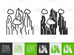山简单黑线攀登矢量图标